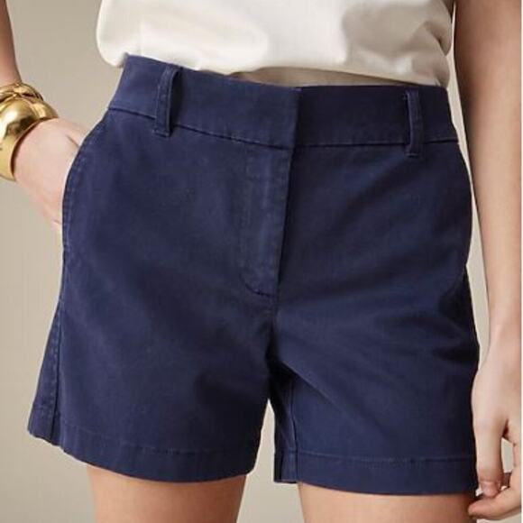 J Crew Chino City Fit Navy Shorts Women's size 4 5" inseam NWT 100% Cotton - Picture 2 of 6
